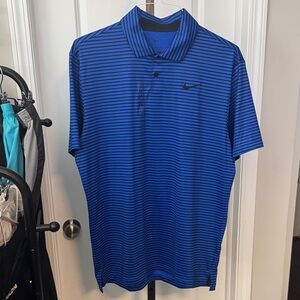 Nike Men's Black and Blue Polo Shirt